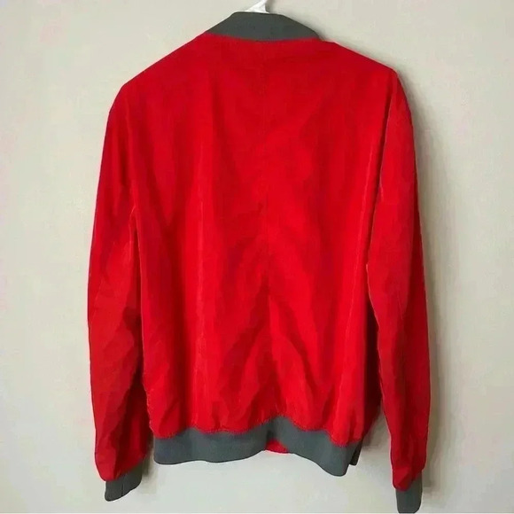 Zara Man Denim Couture Men’s Red Bomber Baseball Full Zip Jacket Size XL - Picture 5 of 8